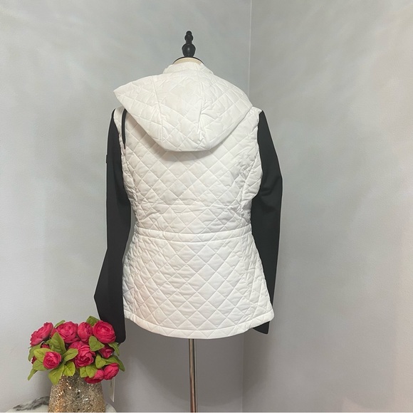 Calvin Klein Black & White Color Block Quilted Hooded Zip Up Jacket- Reemoly - Picture 4 of 15